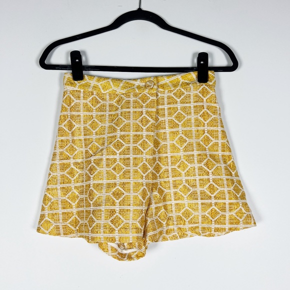 NEW Alexis Valley Cotton Blend Faux Wrap Mini Skirt Shorts Marigold Woven XS